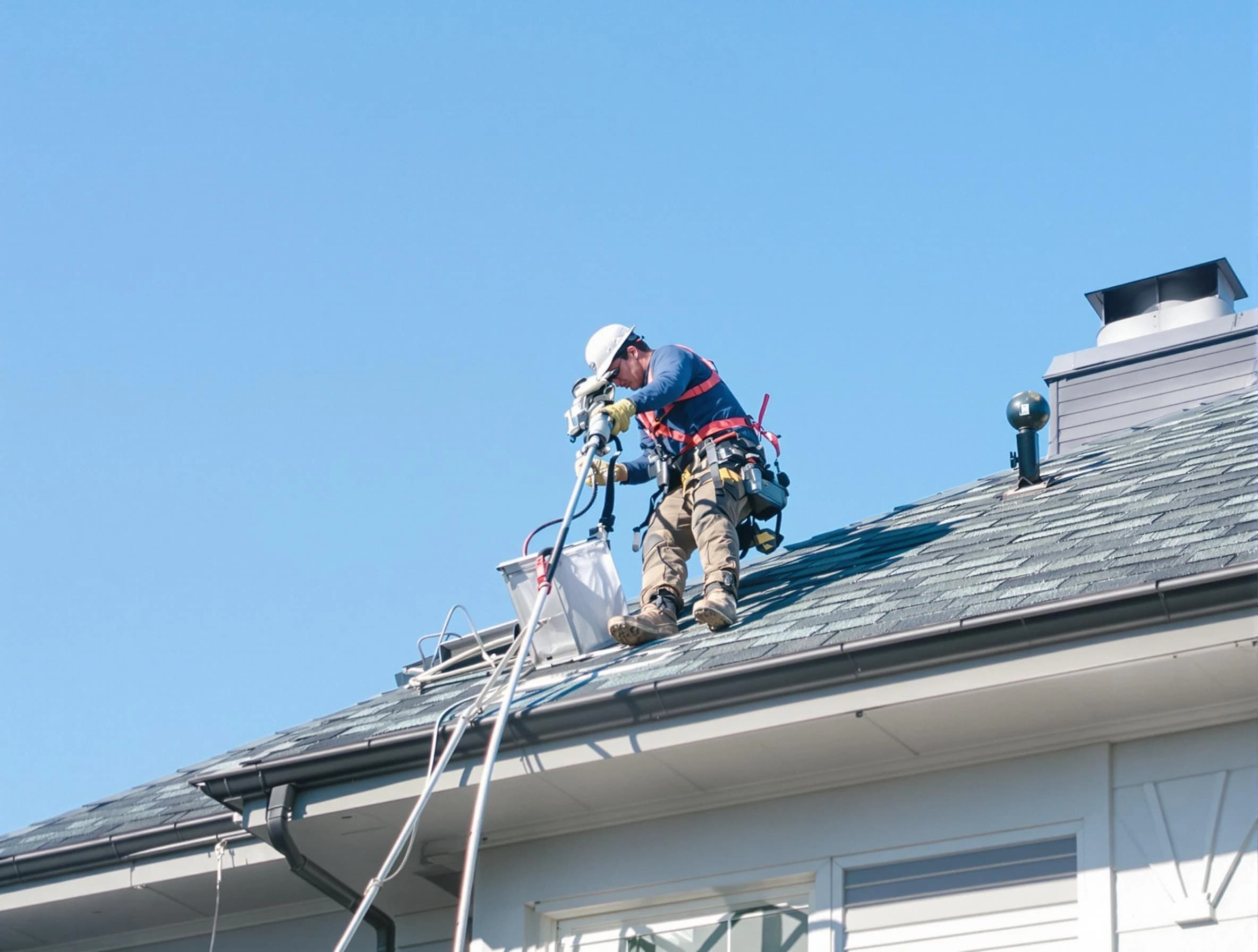 Cave Creek Dryer Vent Cleaning certified technician cleaning a roof-mounted dryer vent system in Cave Creek