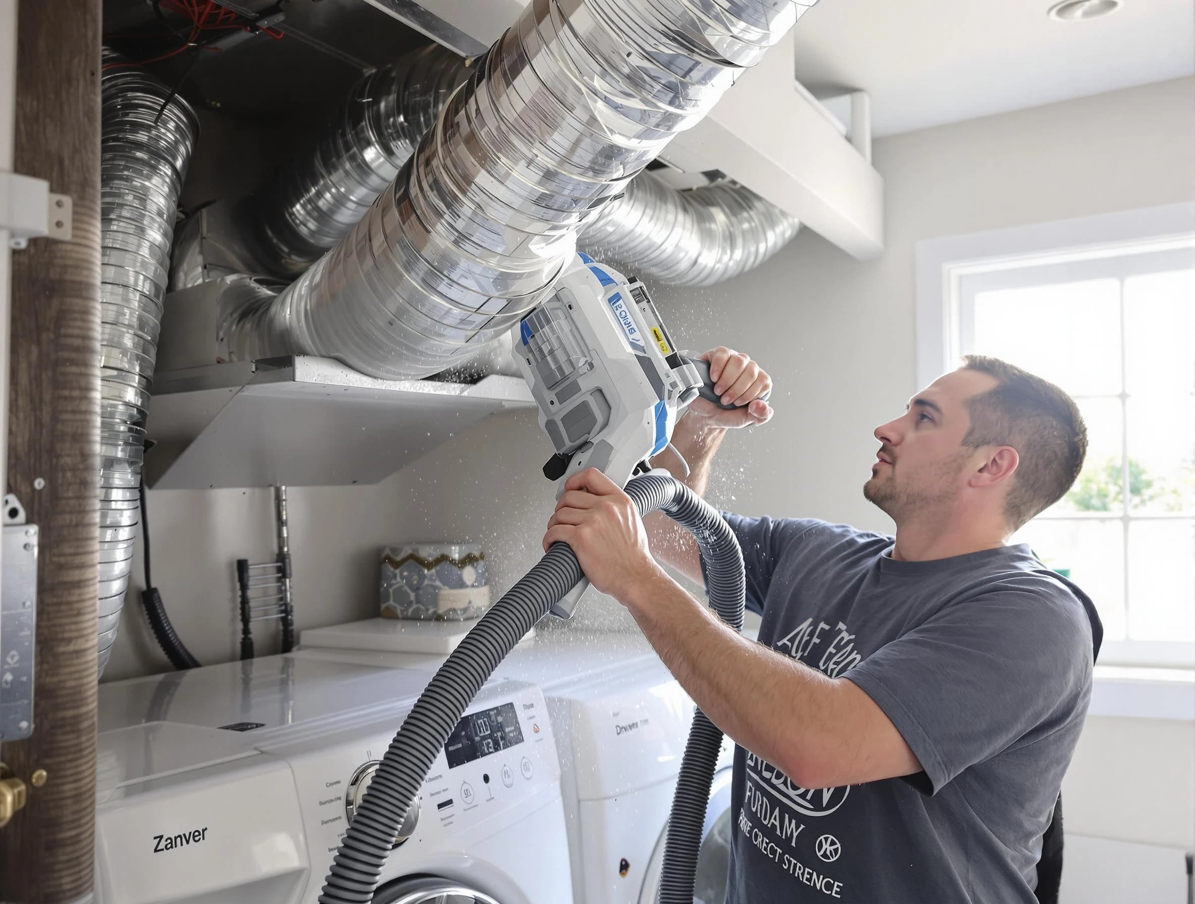 Cave Creek Dryer Vent Cleaning specialist cleaning deep within a dryer vent duct system in Cave Creek