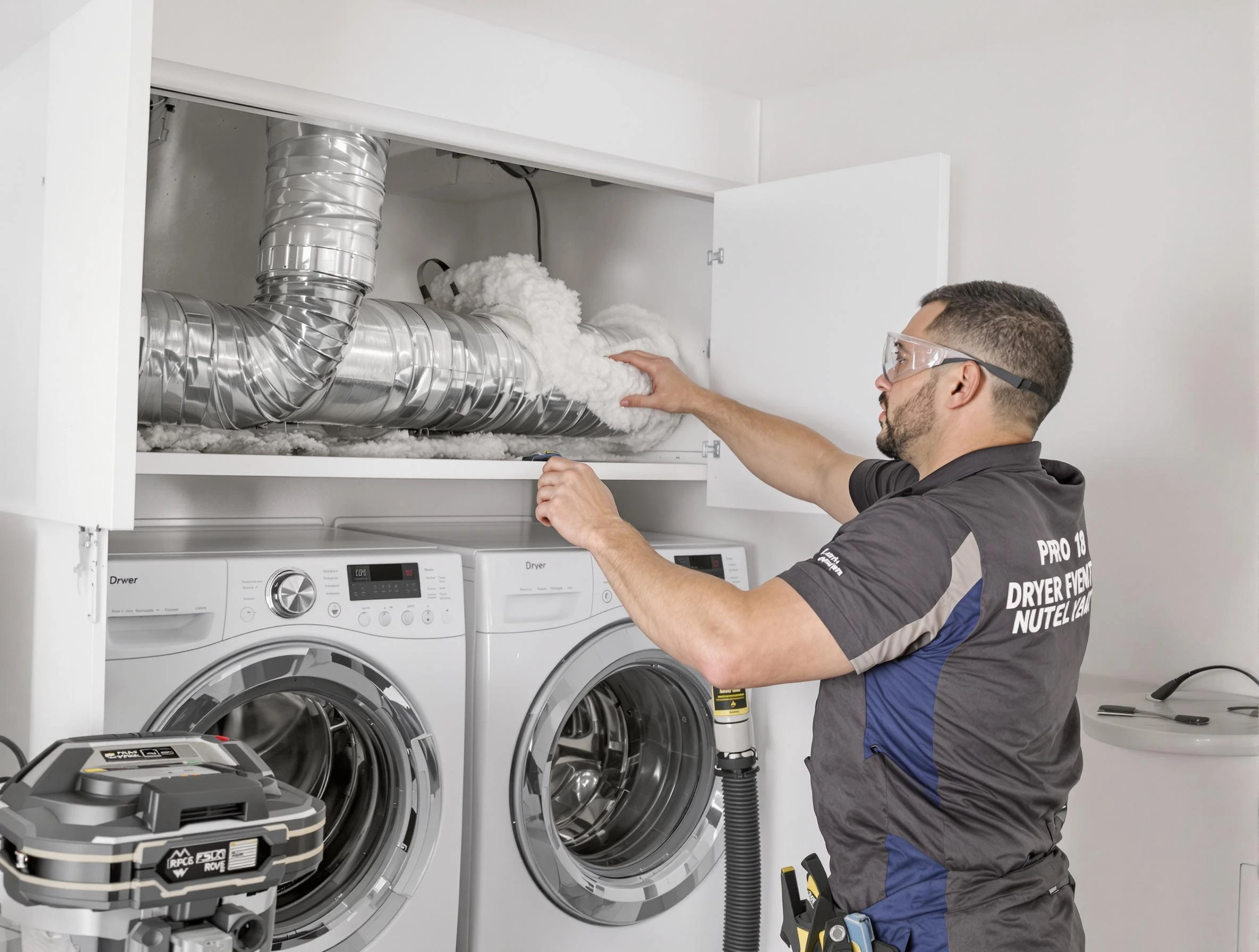 Cave Creek Dryer Vent Cleaning certified technician performing specialized gas dryer vent cleaning in Cave Creek